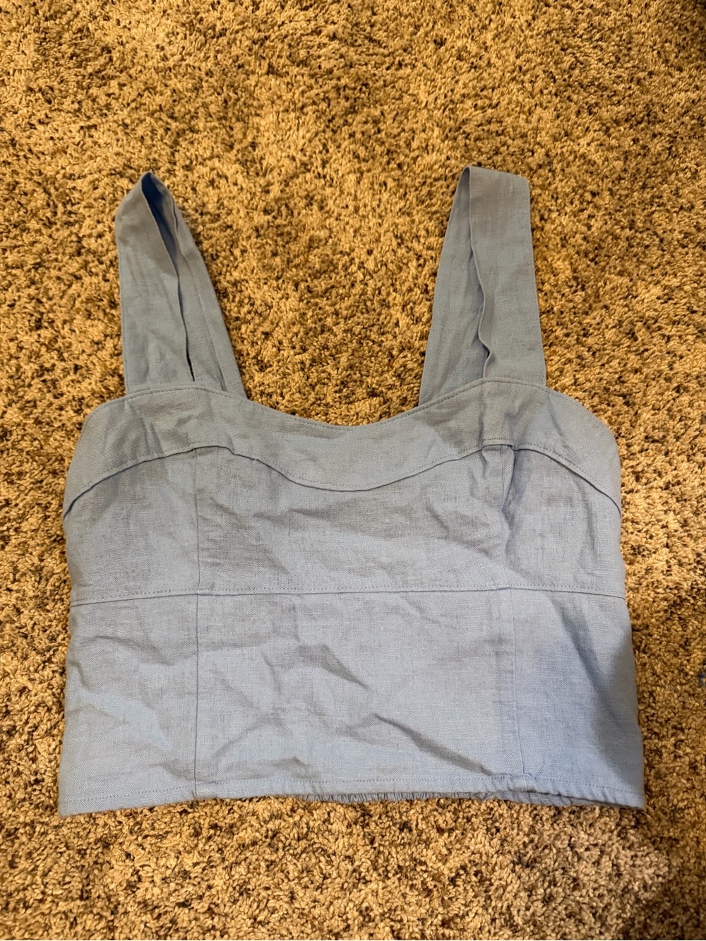 Abercrombie & Fitch Light Blue Cropped linen blend Tank